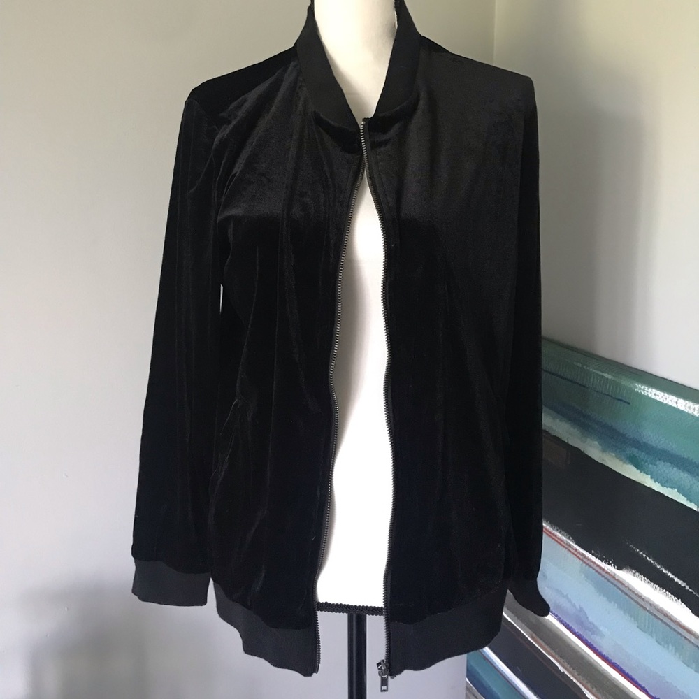 Black velour zip up jacket